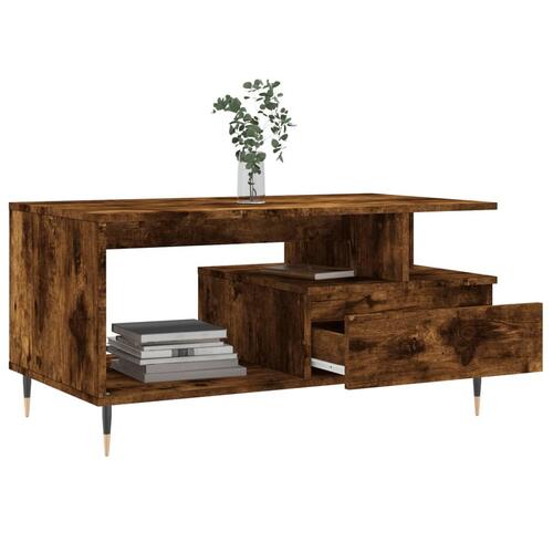Sofabord 90x49x45 cm konstrueret træ røget egetræsfarve