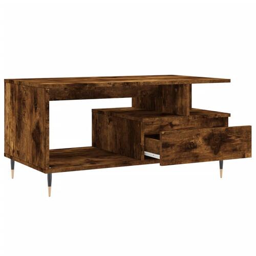 Sofabord 90x49x45 cm konstrueret træ røget egetræsfarve
