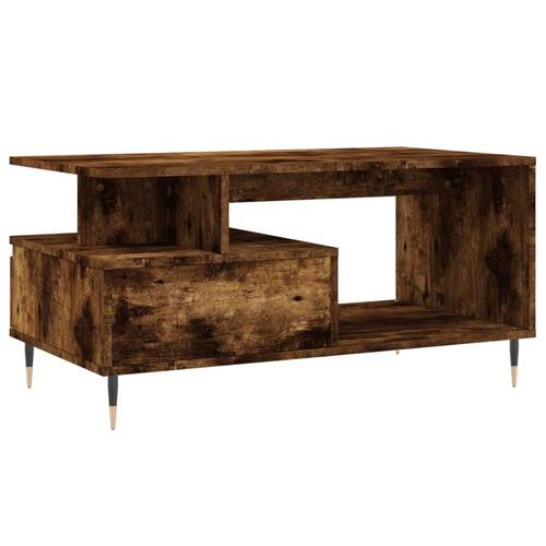 Sofabord 90x49x45 cm konstrueret træ røget egetræsfarve