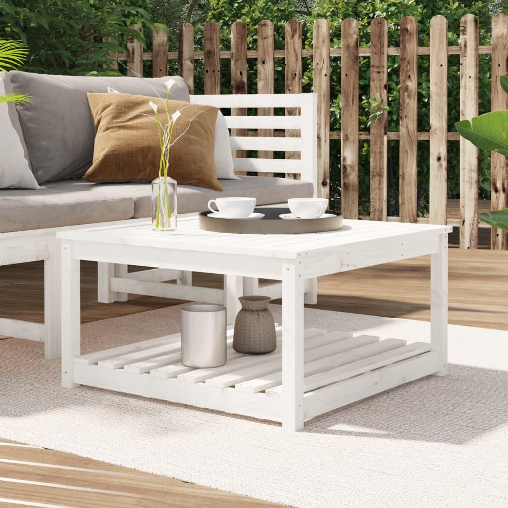 Havebord 82,5x82,5x45 cm massivt fyrretræ hvid