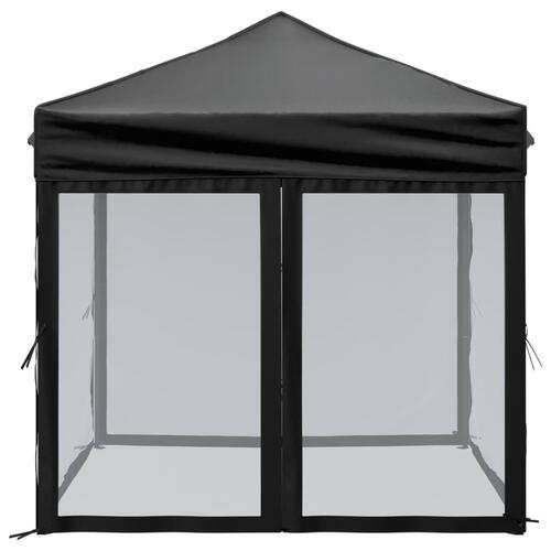 Foldbart festtelt med sidevægge 2x2 m sort
