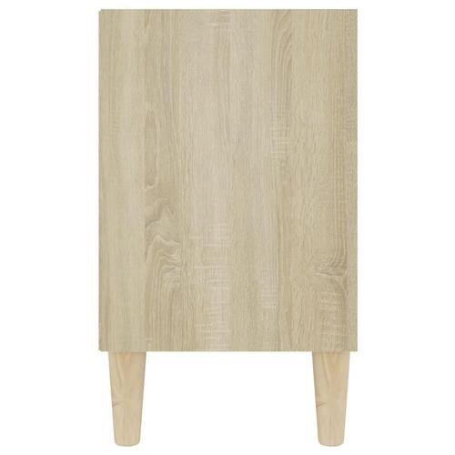 Tv-skab med massive træben 103,5x30x50 cm hvid og sonoma-eg
