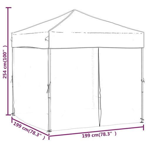 Foldbart festtelt med sidevægge 2x2 m sort