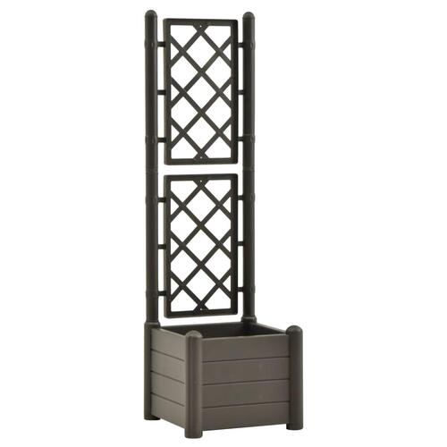 Plantekasse med espalier 43x43x142 cm PP antracitgrå