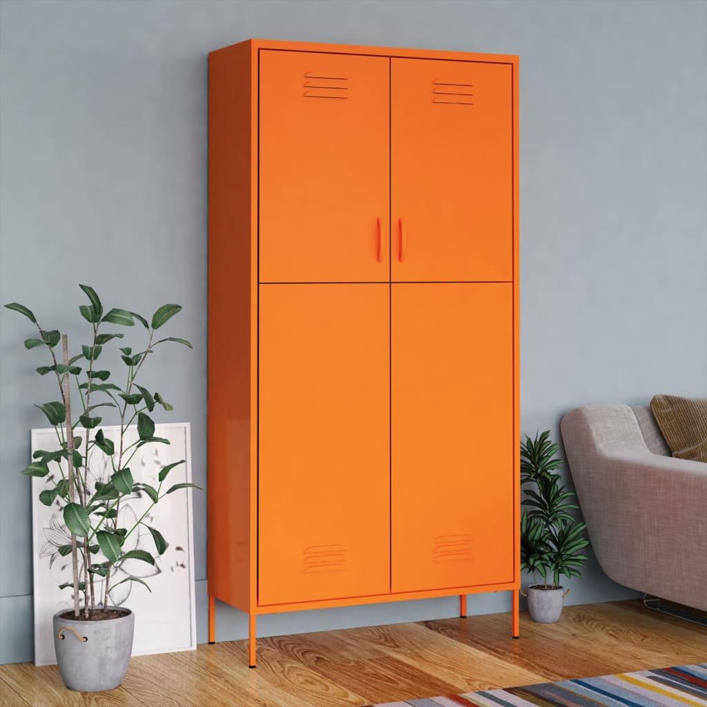 Klædeskab 90x50x180 cm stål orange