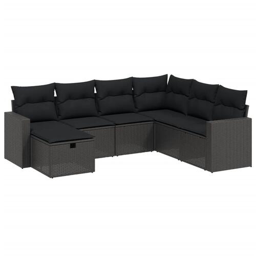 Sofasæt til haven 7 dele med hynder polyrattan sort
