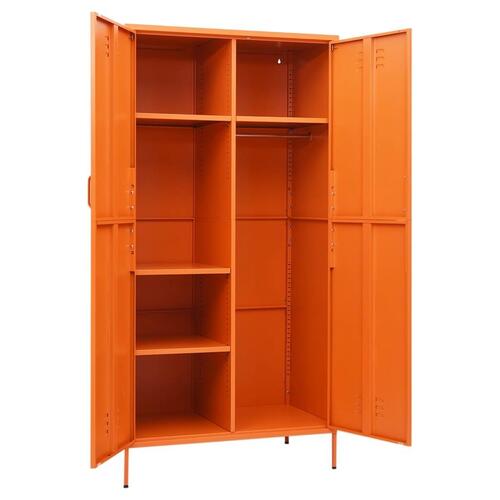 Klædeskab 90x50x180 cm stål orange