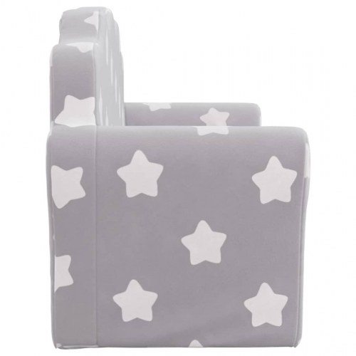 2-personers sofaseng til børn blødt plys stjernemønster lysegrå