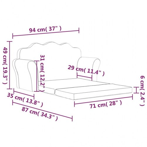 2-personers sofaseng til børn blødt plys stjernemønster lysegrå
