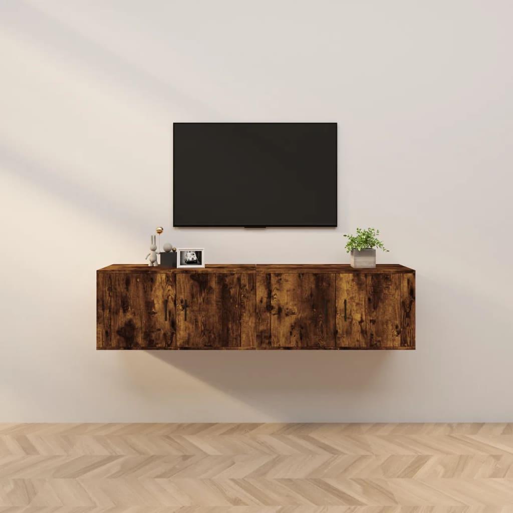Væghængte tv-skabe 2 stk. 80x34,5x40 cm røget egetræsfarve