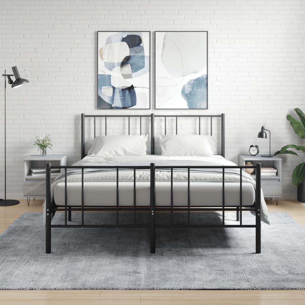Sengeborde 2 stk. 40x35x50 cm konstrueret træ grå sonoma-eg