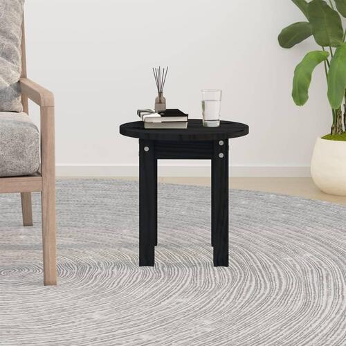 Sofabord Ø 35x35 cm massivt fyrretræ sort