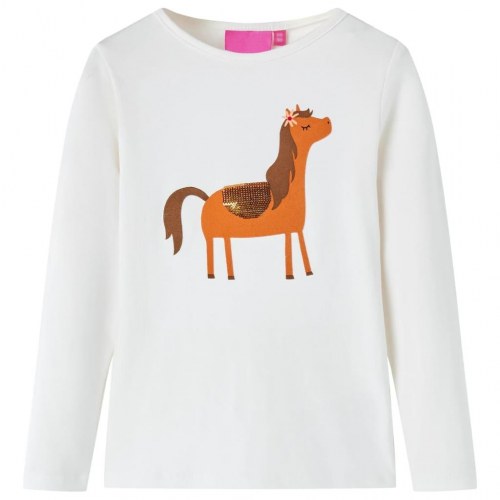 Langærmet T-shirt til børn str. 116 ecrufarvet