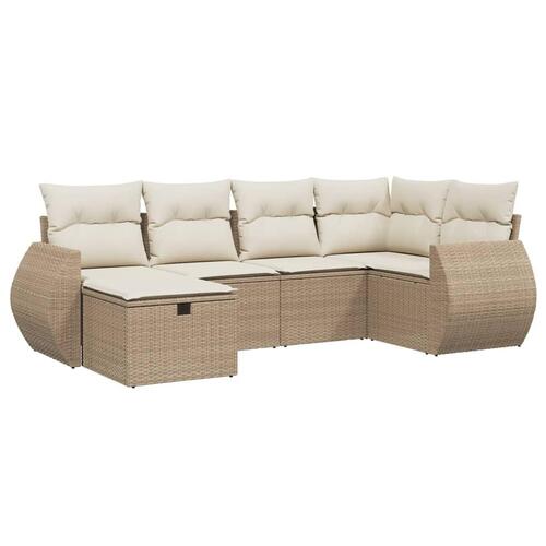 Sofasæt til haven 6 dele med hynder polyrattan beige