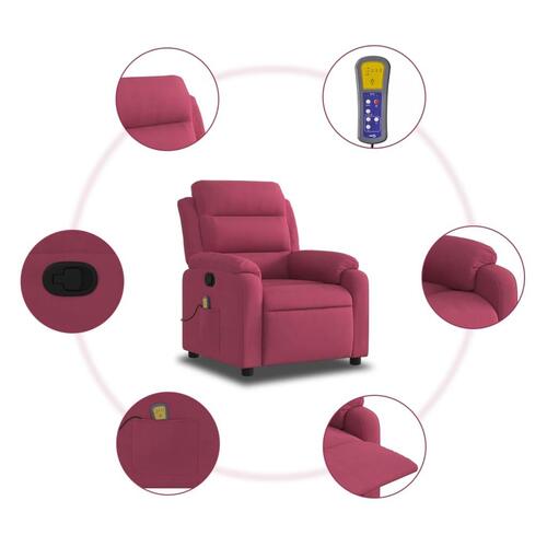 Massagestol velour vinrød