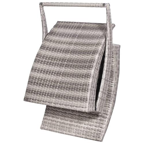Foldbar liggestol med hynde polyrattan grå