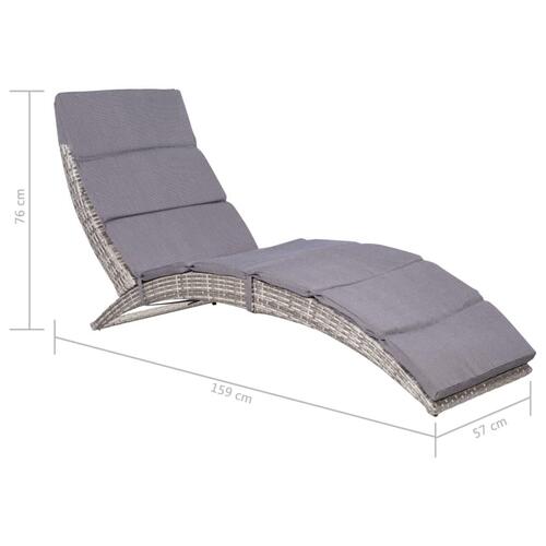 Foldbar liggestol med hynde polyrattan grå