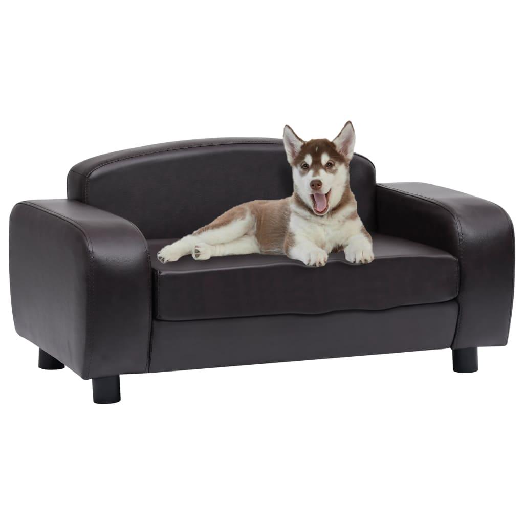 Hundesofa 80x50x40 cm kunstlæder brun