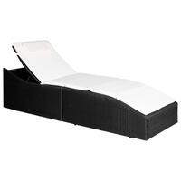 Liggestol med hynde polyrattan sort