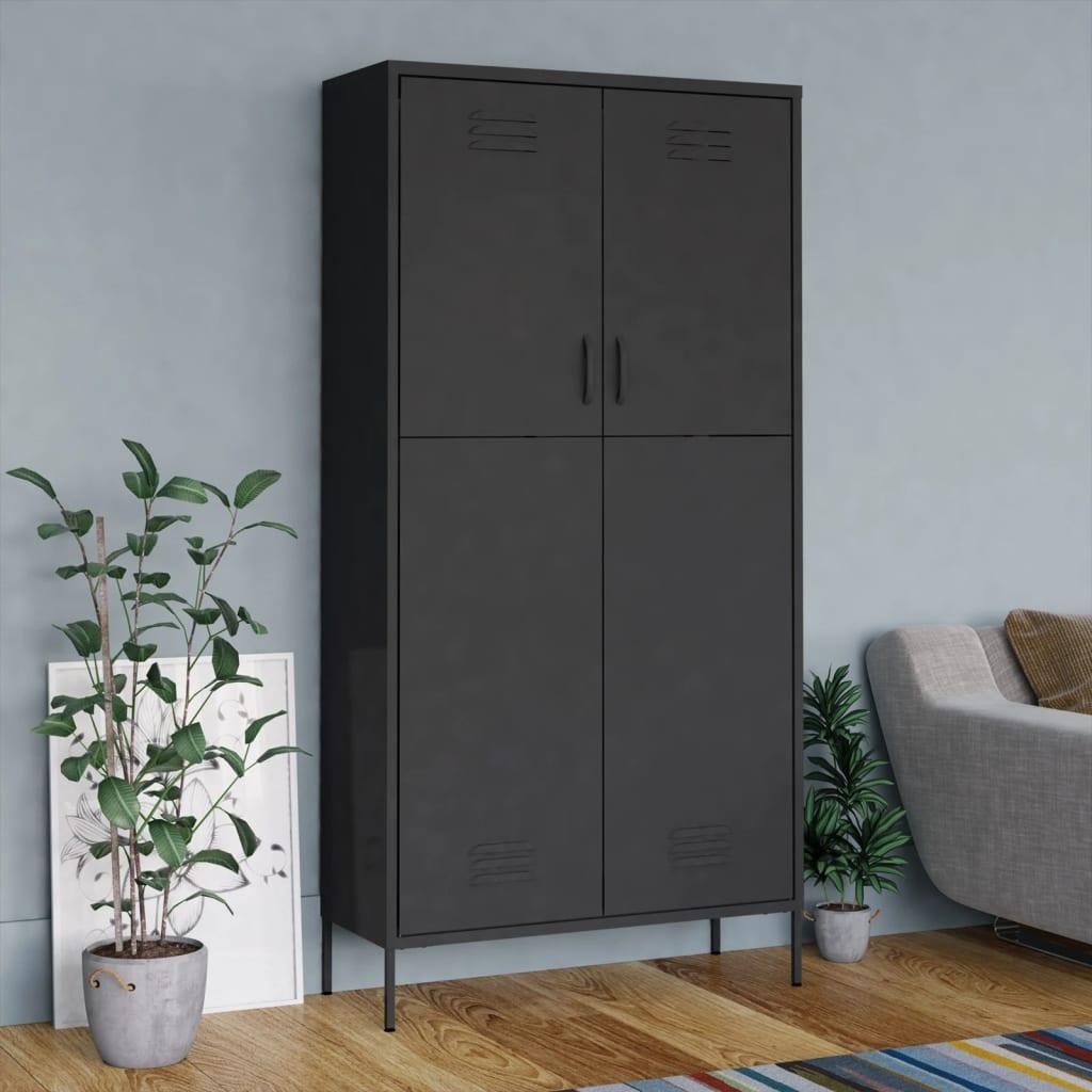 Klædeskab 90x50x180 cm stål antracitgrå