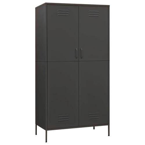 Klædeskab 90x50x180 cm stål antracitgrå