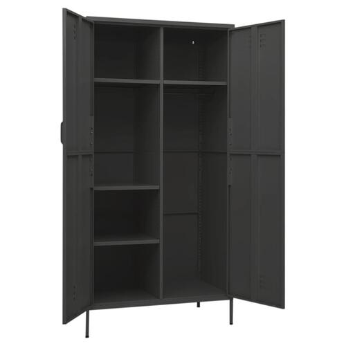Klædeskab 90x50x180 cm stål antracitgrå