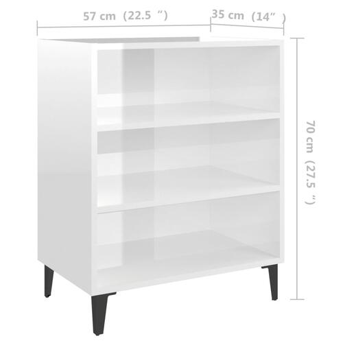 Skænk 57x35x70 cm konstrueret træ hvid højglans