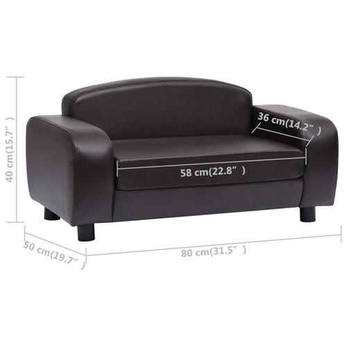 Hundesofa 80x50x40 cm kunstlæder brun