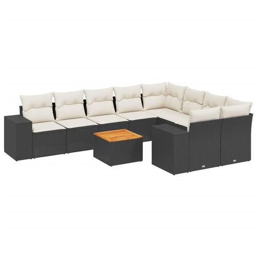Sofasæt til haven 10 dele med hynder polyrattan sort