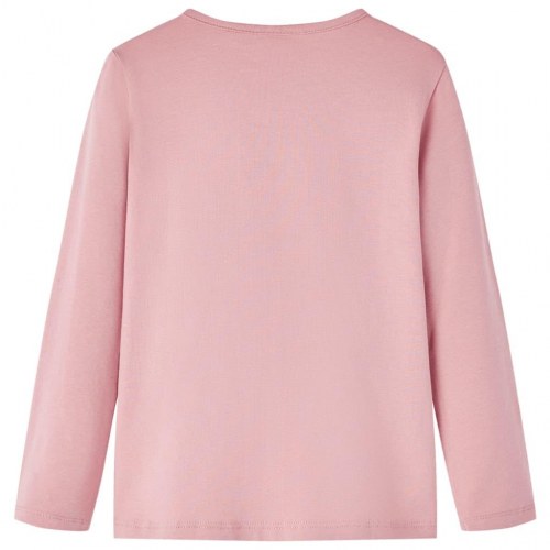 Langærmet T-shirt til børn str. 128 lyserød