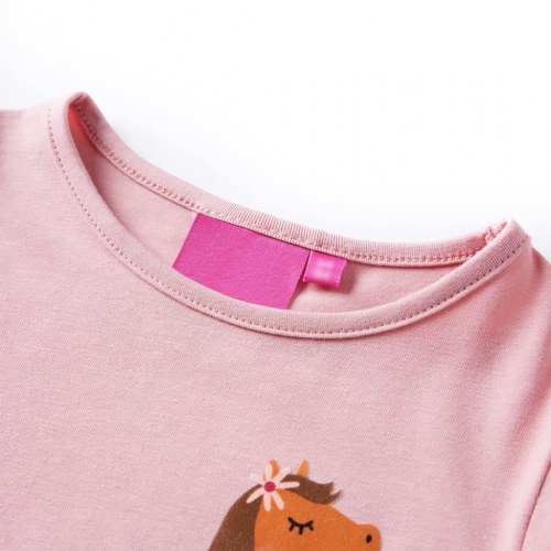 Langærmet T-shirt til børn str. 128 lyserød