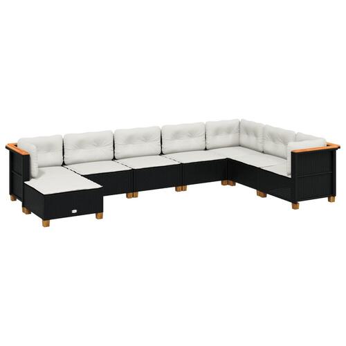 Sofasæt til haven 8 dele med hynder polyrattan sort