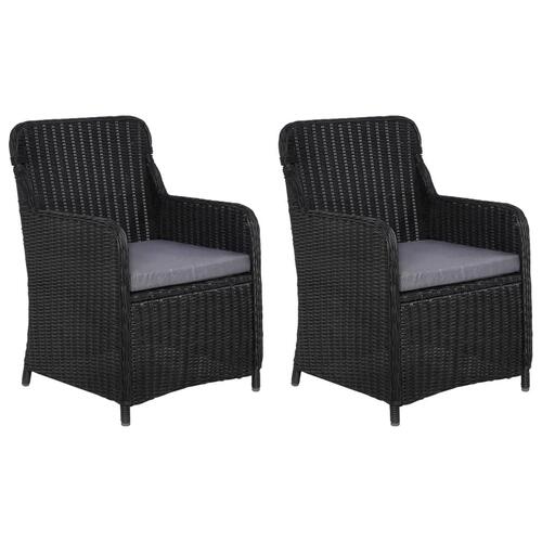 Udendørsstole med hynder 2 stk. polyrattan sort