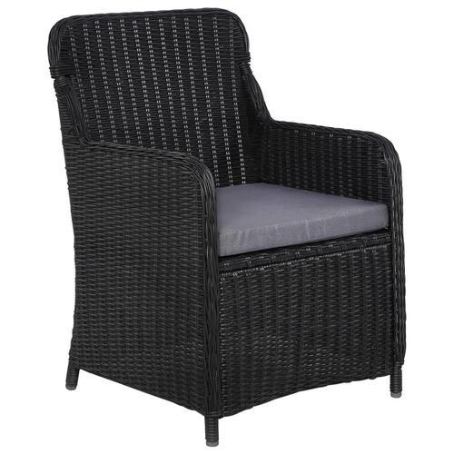 Udendørsstole med hynder 2 stk. polyrattan sort