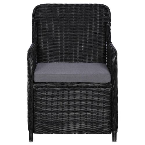 Udendørsstole med hynder 2 stk. polyrattan sort