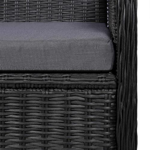 Udendørsstole med hynder 2 stk. polyrattan sort