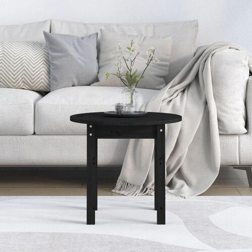 Sofabord Ø 45x40 cm massivt fyrretræ sort