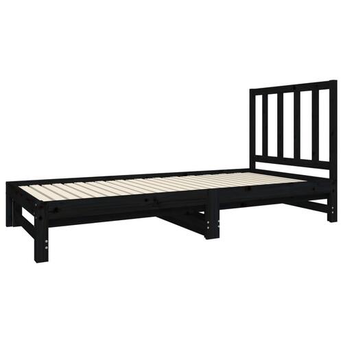 Daybed med udtræk 2x(90x190) cm massivt fyrretræ sort