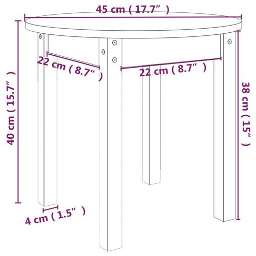 Sofabord Ø 45x40 cm massivt fyrretræ sort