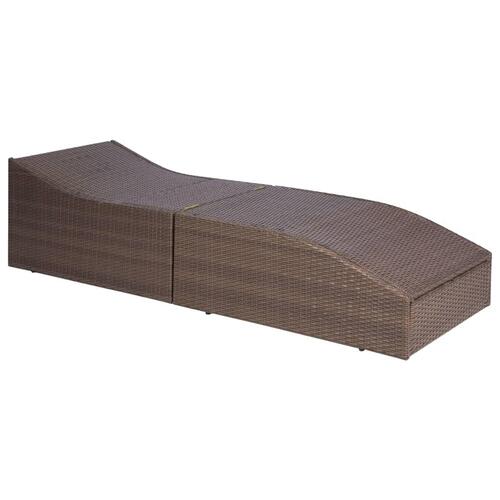 Liggestol med hynde polyrattan brun