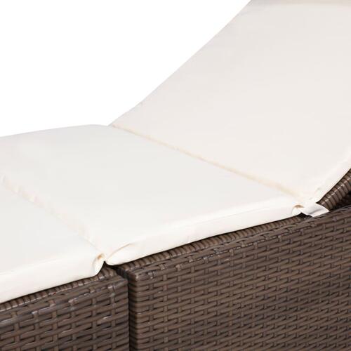 Liggestol med hynde polyrattan brun