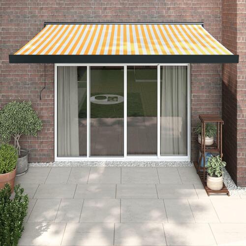 Foldemarkise manuel betjening 3x2,5 m stof aluminium gul hvid