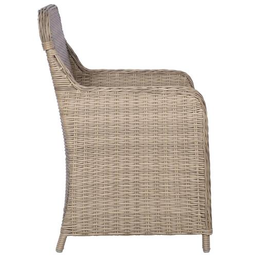 Havestole med hynder 2 stk. polyrattan brun