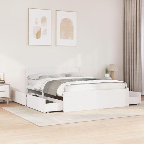 Sengeramme uden madras 160x200 cm massivt fyrretræ hvid
