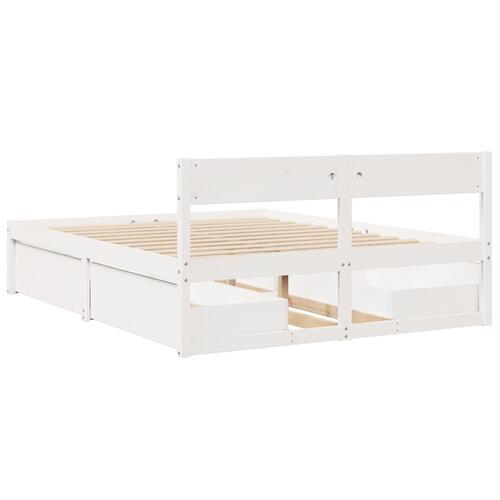 Sengeramme uden madras 160x200 cm massivt fyrretræ hvid