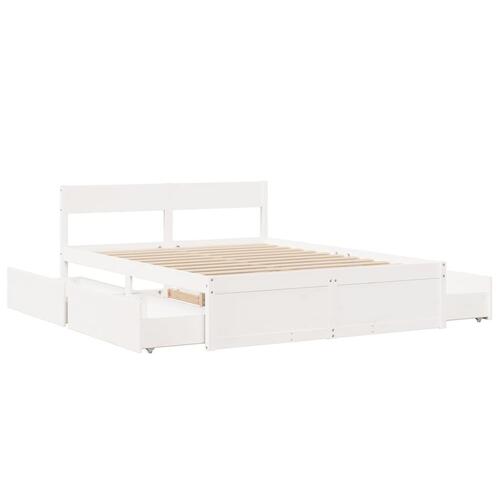 Sengeramme uden madras 160x200 cm massivt fyrretræ hvid