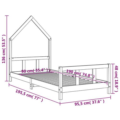 Sengeramme til juniorseng 90x190 cm massivt fyrretræ sort