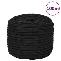 Arbejdsreb 14 mm 100 m polyester sort