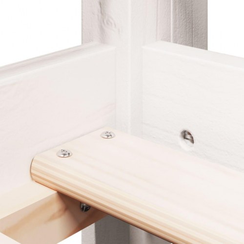 Højseng med stige og tag 90x190 cm massivt fyrretræ hvid