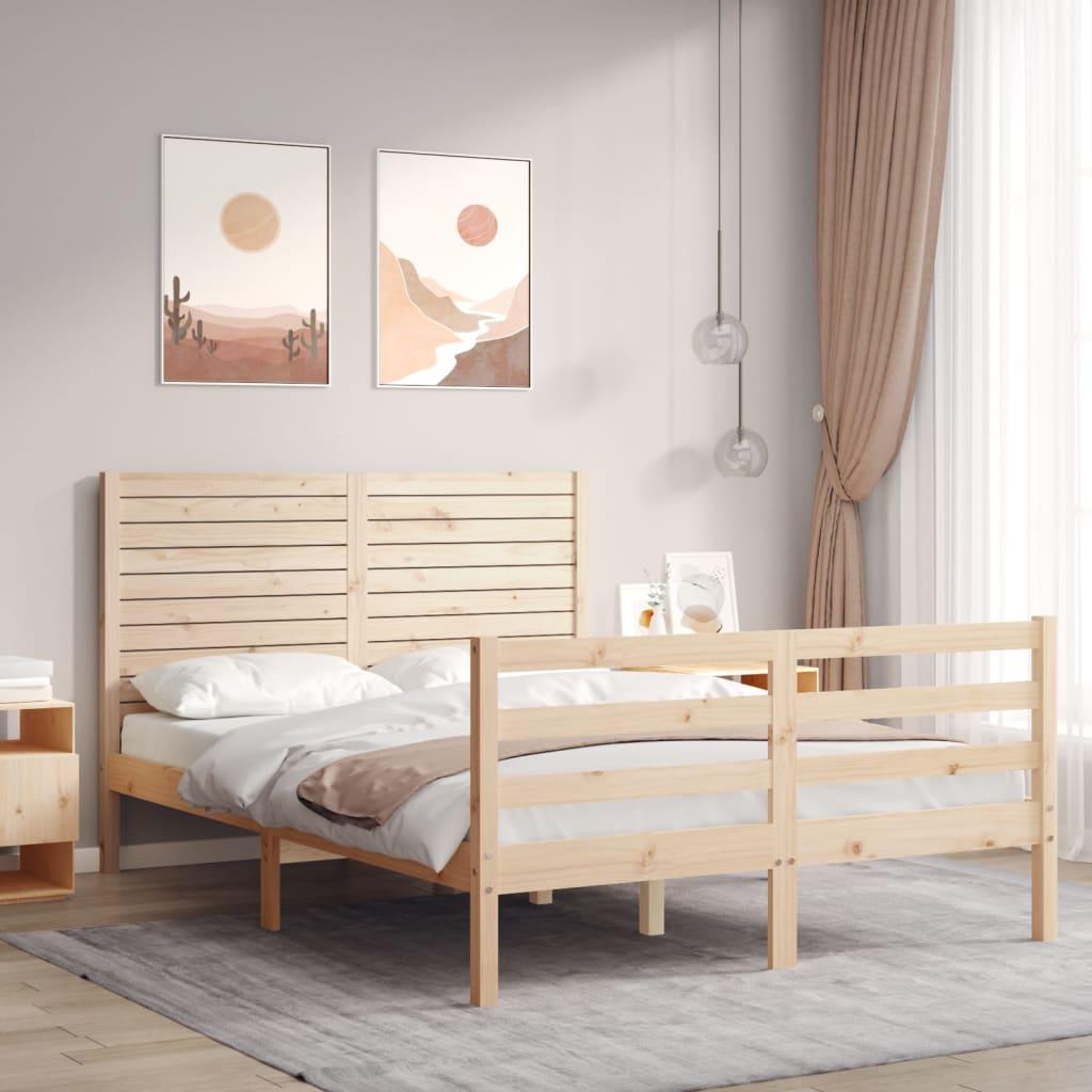 Sengeramme med sengegavl 120x200 cm massivt træ hvid